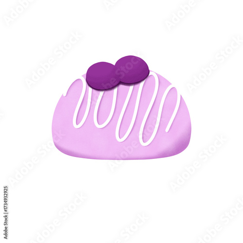 Bilde på lerret Grape Mochi Dessert Illustration. Sweet creamy chewy snack