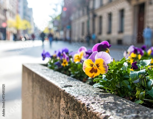 City flowers in a planter