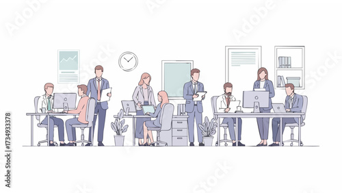 illustration of work atmosphere in an office