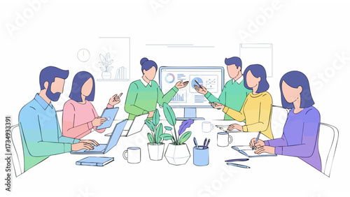 illustration of work atmosphere in an office