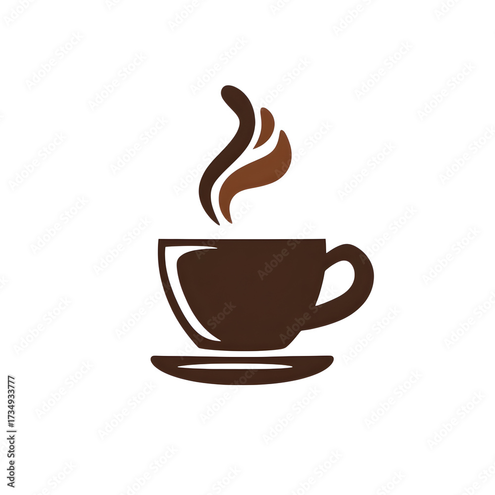 Obraz premium Illustration of steaming cup of coffee isolated on white background