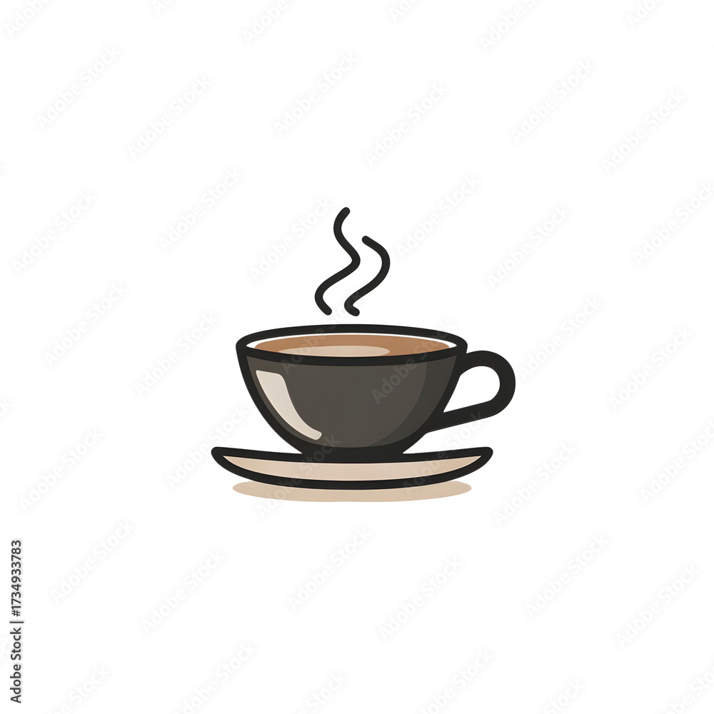 Fototapeta premium Illustration of handdrawn cup of coffee with steam isolated on white background
