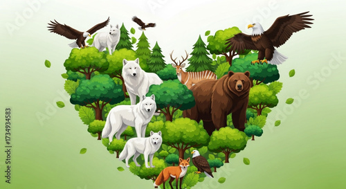 World Wildlife Day Heart of Wildlife A Vibrant Ecosystem Illustration