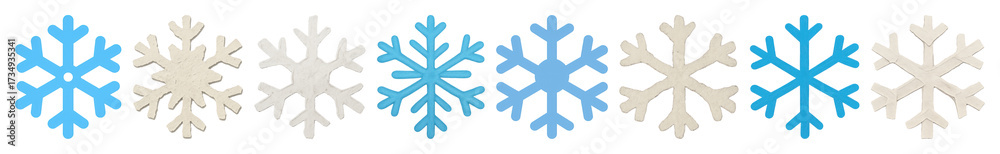 Fototapeta premium PNG Decorative snowflake border design, element set on transparent background