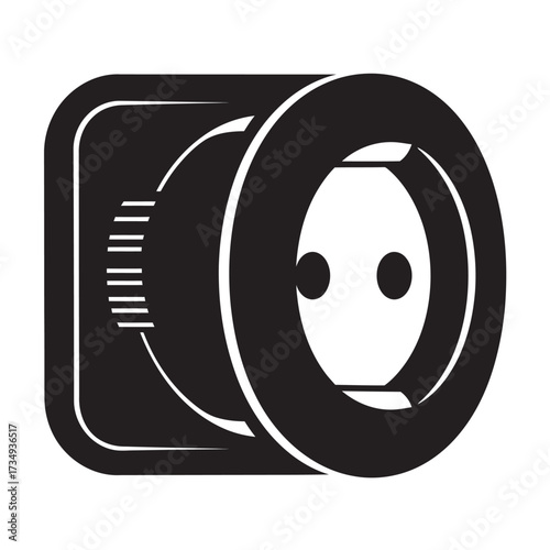 black and white silhouette of a socket vector on a white background