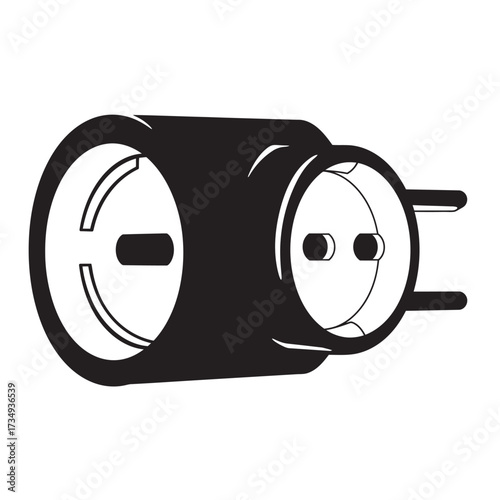 black and white silhouette of a socket vector on a white background