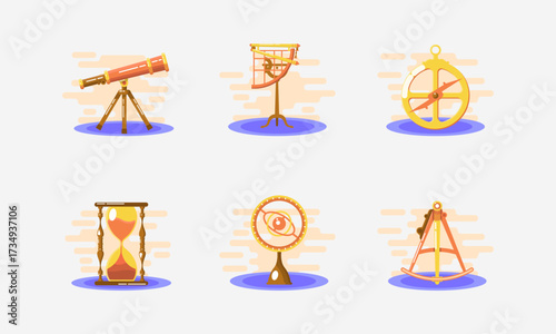 Set of Astronomy design retro illustration