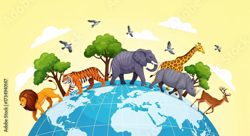 A Vibrant Illustration of Nature and Wildlife