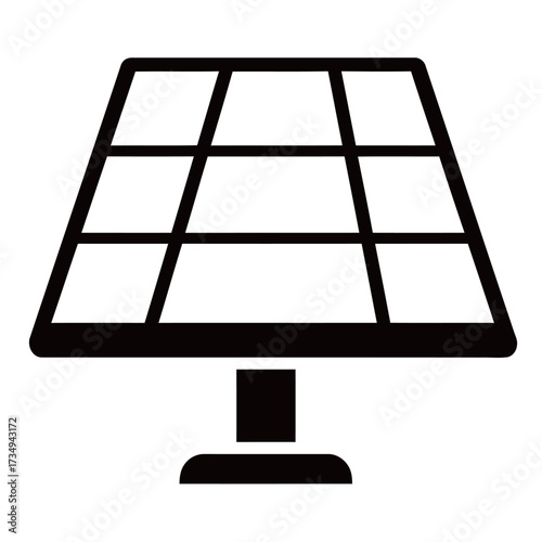 black and white silhouette of solar panel vector on white background
