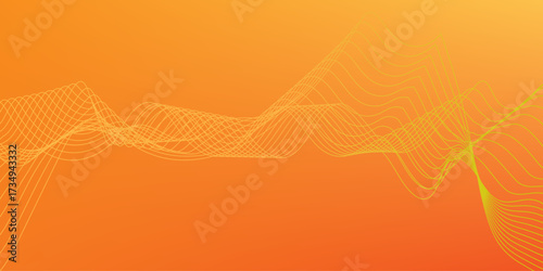 Vector abstract background with dynamic orange waves, lines and particles. vector illustration