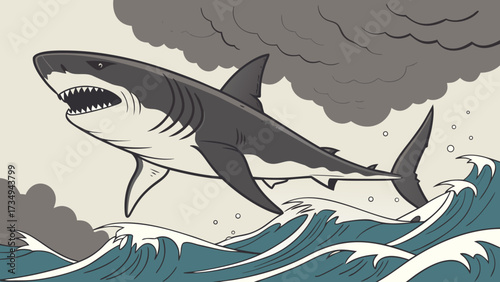 Shark unicorn sea ocean underwater marine life illustration vector design graphic aquatic animal drawing art