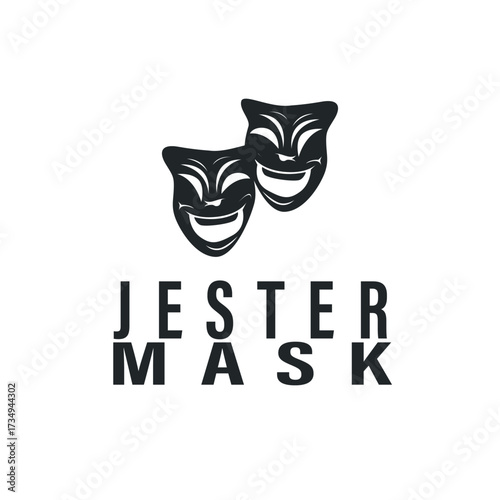 Simple illustration template jester hat logo minimalist joker clown design