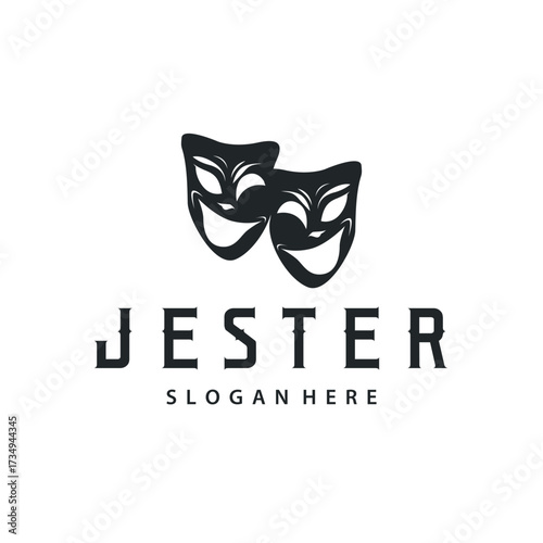 Simple illustration template jester hat logo minimalist joker clown design