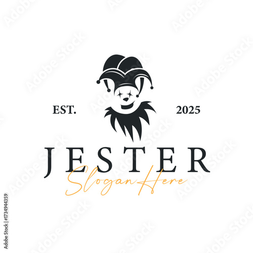 Simple illustration template jester hat logo minimalist joker clown design
