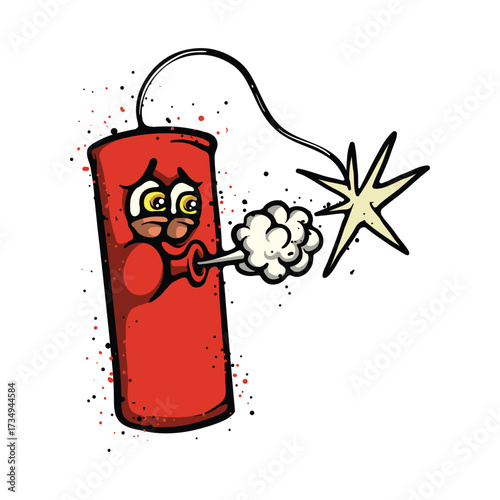 Worried Dynamite Cartoon Vector Illustration