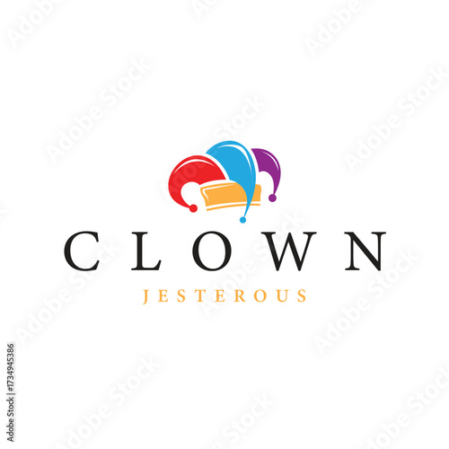 Simple illustration template jester hat logo minimalist joker clown design