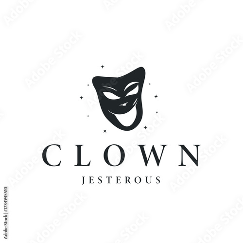 Simple illustration template jester hat logo minimalist joker clown design