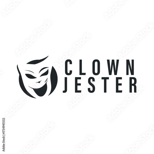 Simple illustration template jester hat logo minimalist joker clown design