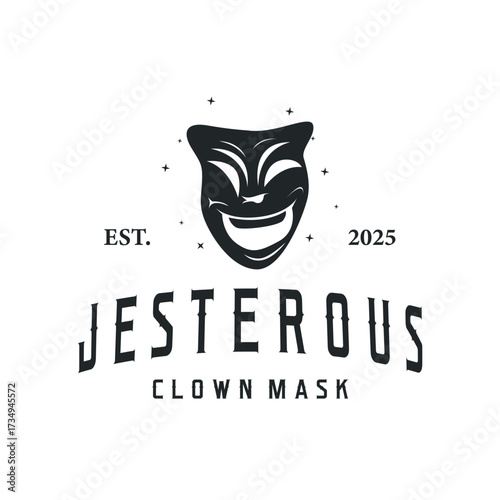 Simple illustration template jester hat logo minimalist joker clown design