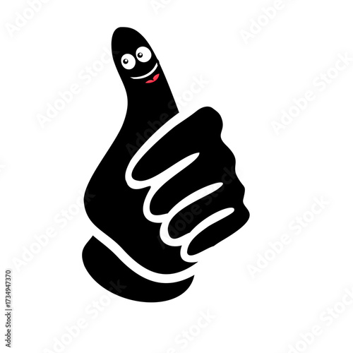 Positive hand gesture icon with black thumbs up button for successful business illustration and likes