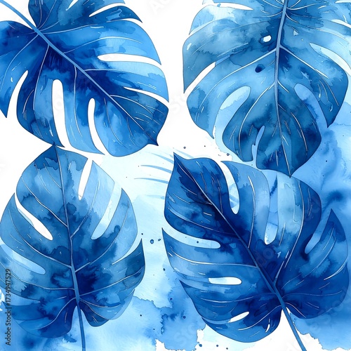 Vibrant blue tropical leaves