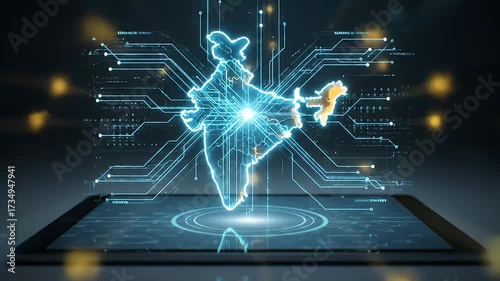 india digital map global technology network data connection