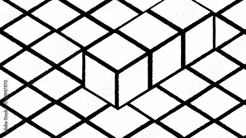 Abstract optical illusion with isometric cubes on a geometric diamond grid, 3D visual puzzle background pattern.
