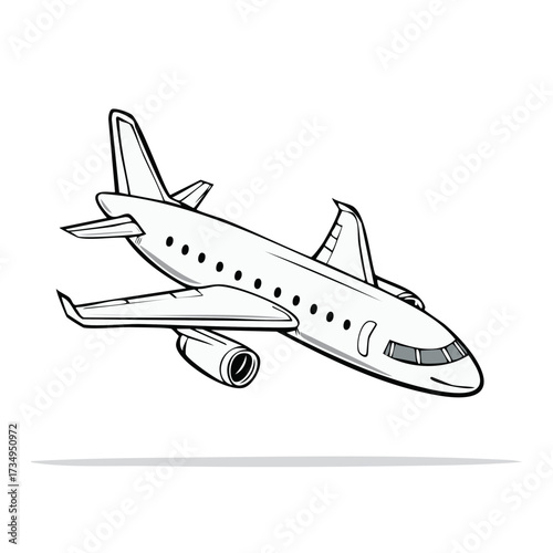 Stylized illustration of a modern passenger jet airplane in flight