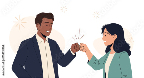 Business Collaboration And Teamwork Concept With Two People Giving A Fist Bump