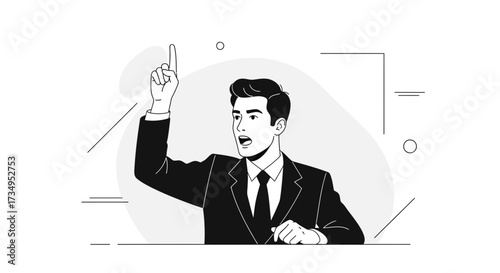 Business Professional Pointing Upward Delivers An Interesting Idea Or A Great Solution