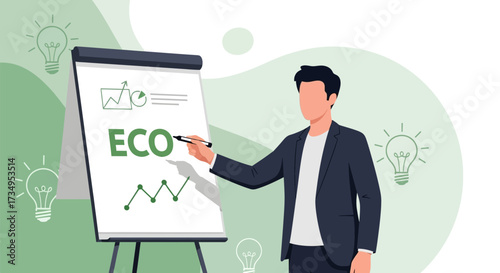 Business presentation about environment and sustainable development with eco-friendly ideas