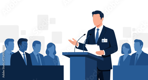 Business Presentation Icon Depicting Public Speaking And Audience Interaction Dynamics