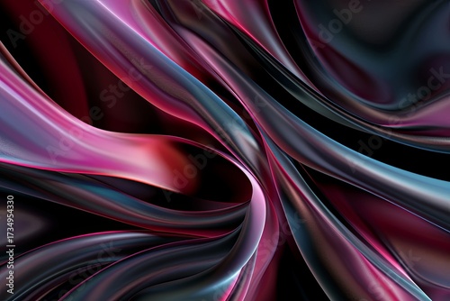 Abstract composition of flowing liquid texture creates a mysterious and luxurious atmosphere. Digital environment enhances elegance and sophistication.