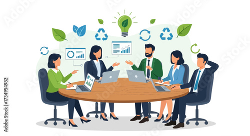Business team meeting about environmental protection and sustainable development issues