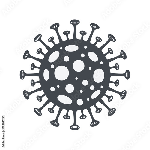Medical illustration of virus cell with spikes and spots, isolated on white background.