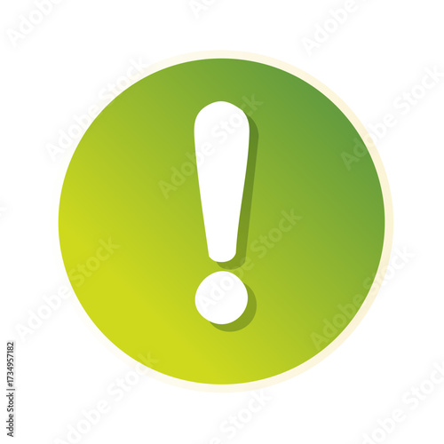 Green circle with a white exclamation mark sign indicating a warning or attention alert