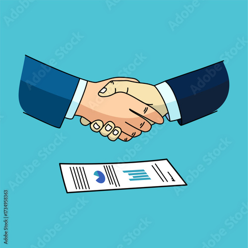 Business Handshake with Agreement Document Below