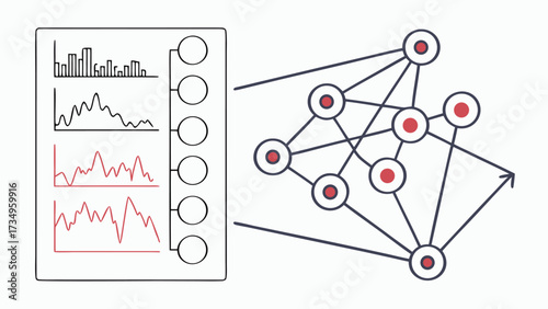 Vector art of data visualization and network graph representation