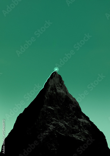 silhouette of a mountain with bullish chart as it's outline