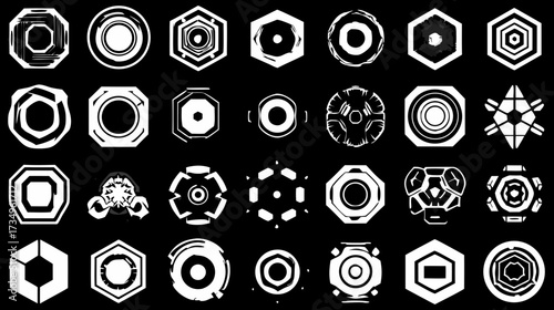 Futuristic HUD Elements Collection: Abstract Sci-Fi UI, High-Tech Graphic Pack, Geometric Vector Shapes for Digital Design and Data