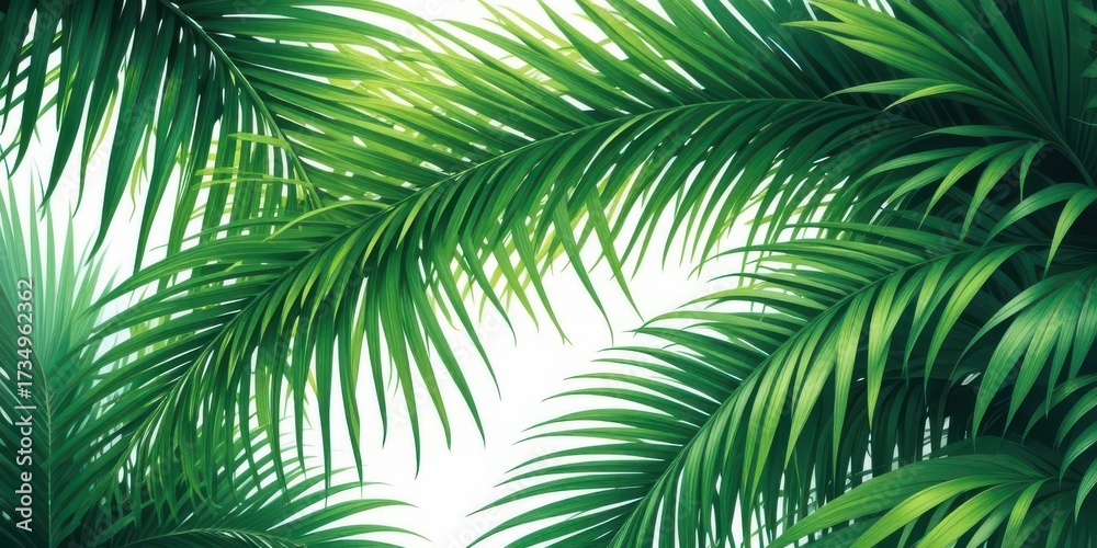 Fototapeta premium Jungle Escape Detailed Palm Leaf Texture in a Vibrant Green Hues Nature Inspired Backdrop