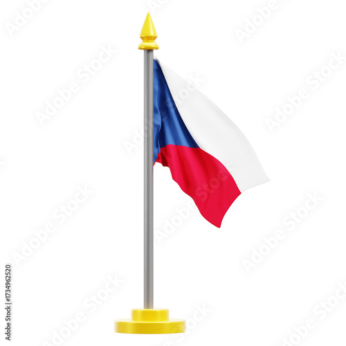 Czech Republic Flag Isolated on Transparent Background with Golden Accents