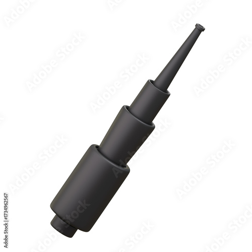 Dark Grey Police Baton Isolated on Transparent Background