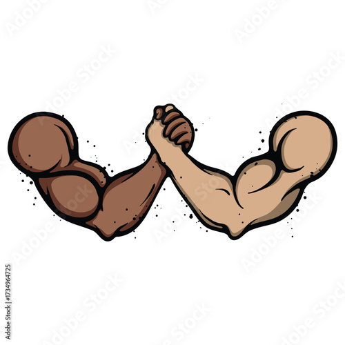 Arm Wrestling cartoon vector illustration