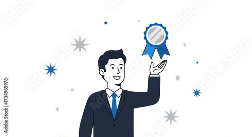 Businessman Celebrating Success After Achieving an Award or Recognition in Competitive Field