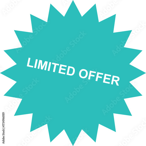 Eye catching turquoise burst with limited offer message to grab attention and encourage immediate action for sales and promotions marketing strategy