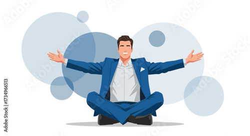 Businessman with arms outstretched in a relaxed posture while sitting down enjoying a moment