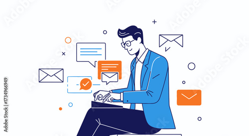 Businessman focused on his emails and messages, using his tablet device to communicate