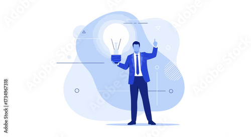 Businessman Holding Illuminated Bulb Demonstrating Concept Of Idea, Inspiration, And Creativity