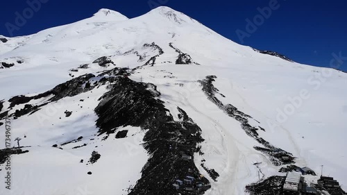 Aerial view of mount elbrus snow covered summit